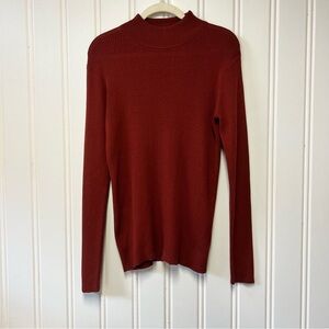 Pendleton Sweater XL Silk Cotton Ribbed Mock Neck Rust Long Sleeve Pullover